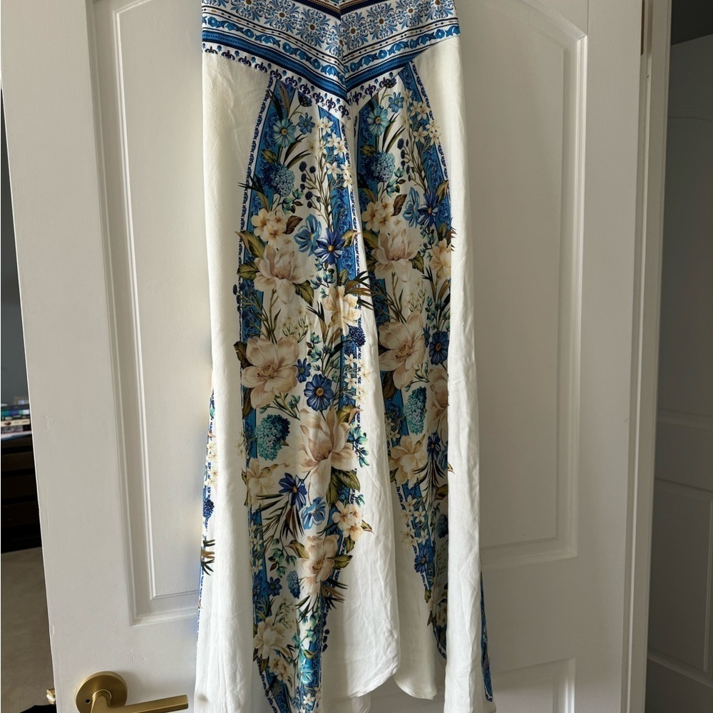 FARM Rio White Maxi Skirt with Blue and Cream Floral Print - Picture 2 of 4